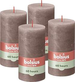 Bolsius Rustik Stumpenkerzen - Taupe - Set 4