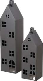 BOLTZE Alba Laterne Haus schwarz 66-96cm 2tlg