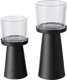 BOLTZE Pius Windlicht schwarz 19-23cm 2tlg