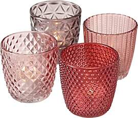 Boltze Windlicht Set Marilu 4-teilig (lila/rosa,