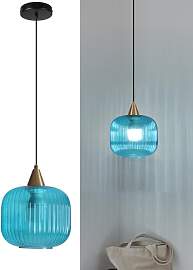 bomiel Blau Glas Pendelleuchte 20 cm, E27