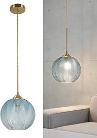 bomiel Blau Glas Pendelleuchte Ø25 cm