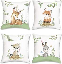 Bonhause 4er Set Kissenbezüge 45 x 45 Frühling