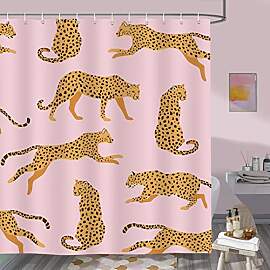 Bonhause Duschvorhang Rosa Leopard Tropische Tier