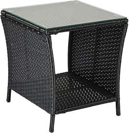 Bonnlo Rattan Beistelltisch mit Glasplatte,