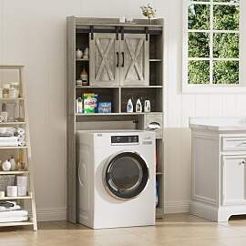 BonVache Waschmaschinenschrank mit 2 Schiebetür,