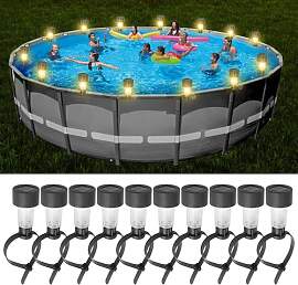 BORDEAG 10 Stück Poolbeleuchtung, Solar Zaun