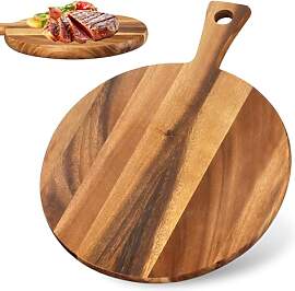 BORDEAG Pizzateller Holz, Pizzabrett Rund 30 cm,