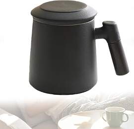 BORDEAG Teetasse Mit Deckel Und Sieb, 360ml