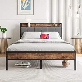 BORPHOM Bettrahmen Holz Doppelbett/Einzelbett