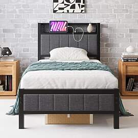 BORPHOM Bettrahmen mit Ladestation Einzelbett