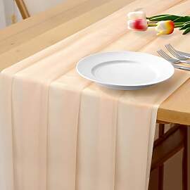Bouiexye Chiffon Tischläufer 75x300 cm Natural