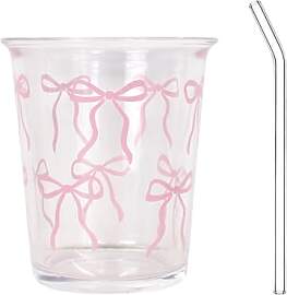 Bow Glasbecher mit Strohhalm, Dekoratives Bow