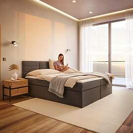 Boxbett Lisa Grau ca. 180x200 cm mit Topper