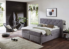 Boxbett "Meike", grau, B:180cm L:207cm,
