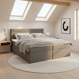 Boxbett Rosa Grau 180x200 cm mit Topper