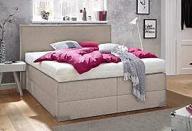Boxspringbett, beige (dunkelbeige), Liegefläche