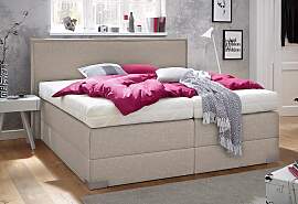 Boxspringbett, beige (dunkelbeige), Liegefläche