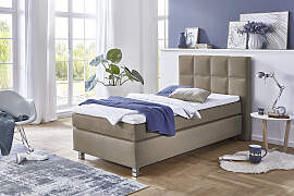 Boxspringbett, beige (schwarz, beige), B:115cm