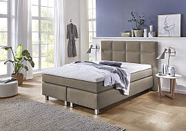 Boxspringbett, beige (schwarz, beige), B:155cm