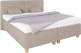 Boxspringbett, beige (strukturstoff beige),