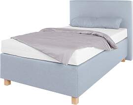 Boxspringbett, blau (strukturstoff hellblau),