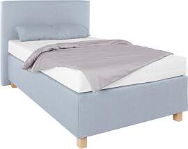 Boxspringbett, blau (strukturstoff hellblau),