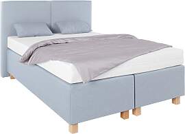Boxspringbett, blau (strukturstoff hellblau),