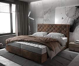 Boxspringbett Dream-Great 180x200 cm Braun Vintage 