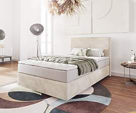 Boxspringbett Dream-Well 120x200 cm Cord Beige mit 