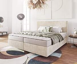 Boxspringbett Dream-Well 180x200 cm Cord Beige mit 