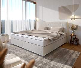 Boxspringbett Dream-Well Bouclé Creme-Weiß