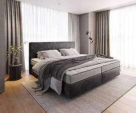 Boxspringbett Dream-Well Mikrofaser Anthrazit