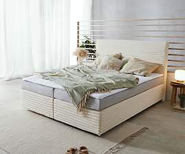 Boxspringbett Dream-Well Plüsch-Cord Beige