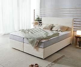 Boxspringbett Dream-Well Plüsch-Cord Beige