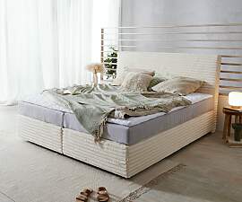 Boxspringbett Dream-Well Plüsch-Cord Beige