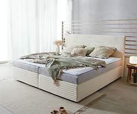 Boxspringbett Dream-Well Plüsch-Cord Beige