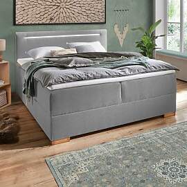 Boxspringbett Duman Webstoff mit Beleuchtung und