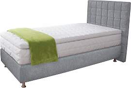 Boxspringbett, grau, B:115cm L:210cm, Microvelours 