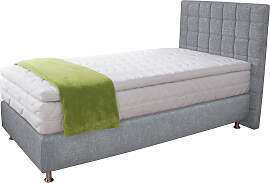 Boxspringbett, grau, B:115cm L:210cm, Microvelours 