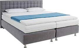 Boxspringbett, grau, B:175cm L:210cm, Microvelours 