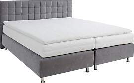 Boxspringbett, grau, B:195cm L:210cm, Microvelours 