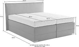 Boxspringbett, grau, Liegefläche B/L: 180cm x