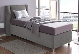 Boxspringbett, grau (mikrovelours dunkelgrau),
