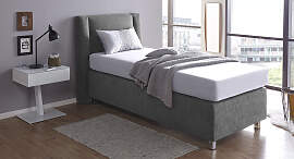 Boxspringbett, grau (mikrovelours dunkelgrau),
