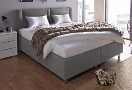Boxspringbett, grau (mikrovelours dunkelgrau),