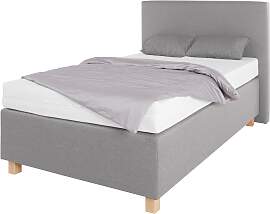Boxspringbett, grau (strukturstoff grau),