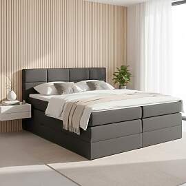 Boxspringbett Greta Grau ca. 180x200 cm mit Topper