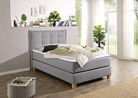 Boxspringbett HOME AFFAIRE, grau, B:140cm L:209cm, 