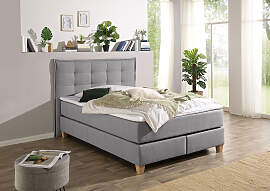 Boxspringbett HOME AFFAIRE, grau, B:160cm L:209cm, 